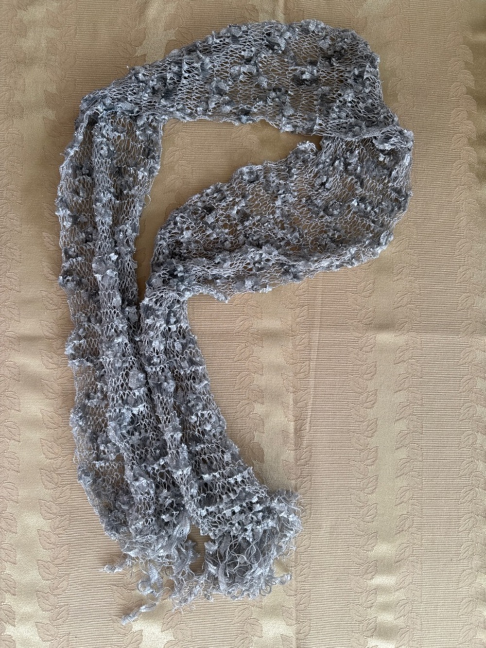 Lightweight Gray Womens Knit Scarf Handmade